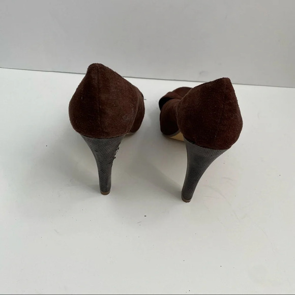 Michael Antonio Brown Suede Peep Toe Platform Heels - Picture 5 of 13